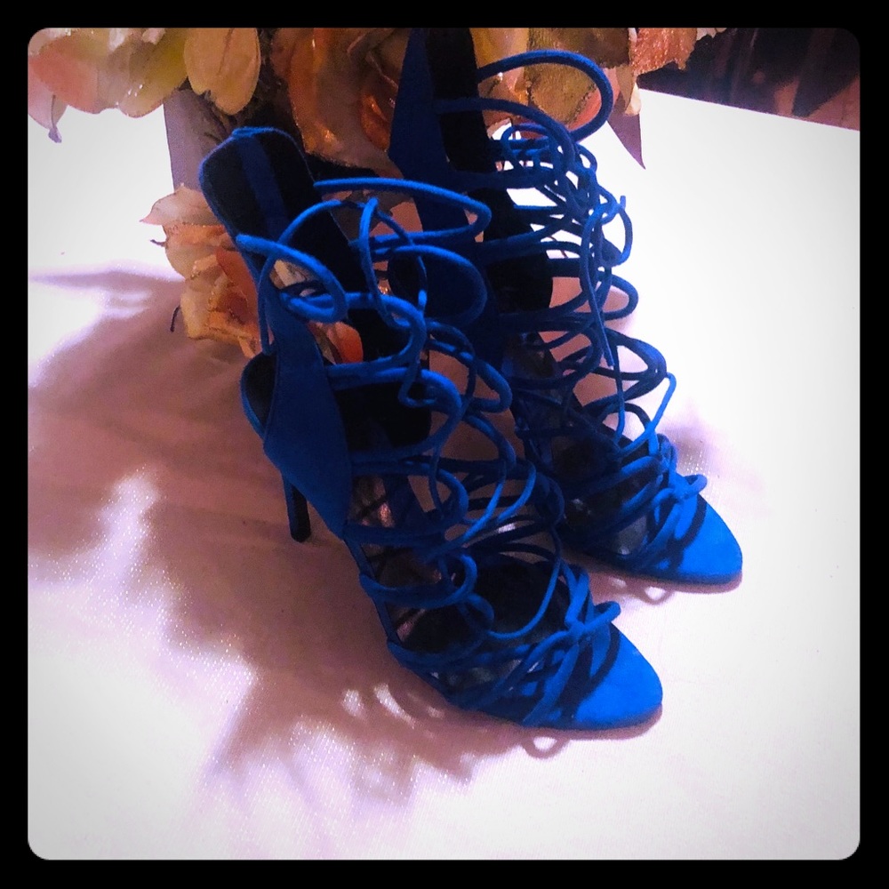 Zara blue strap high heel shoes